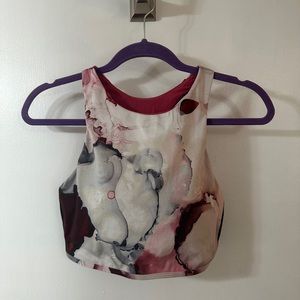 Under Armour Printed Long Sports Bra, Multi-Color (Pink)